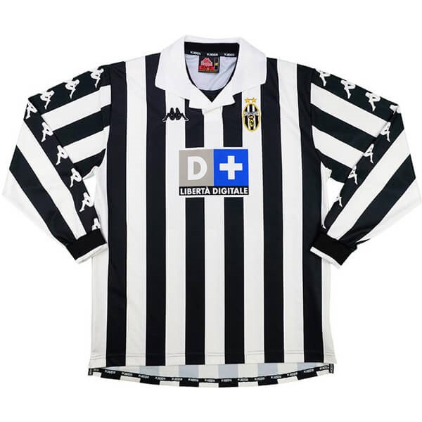 Camiseta Juventus Replica Primera Ropa ML Retro 1999 2000 Negro Blanco